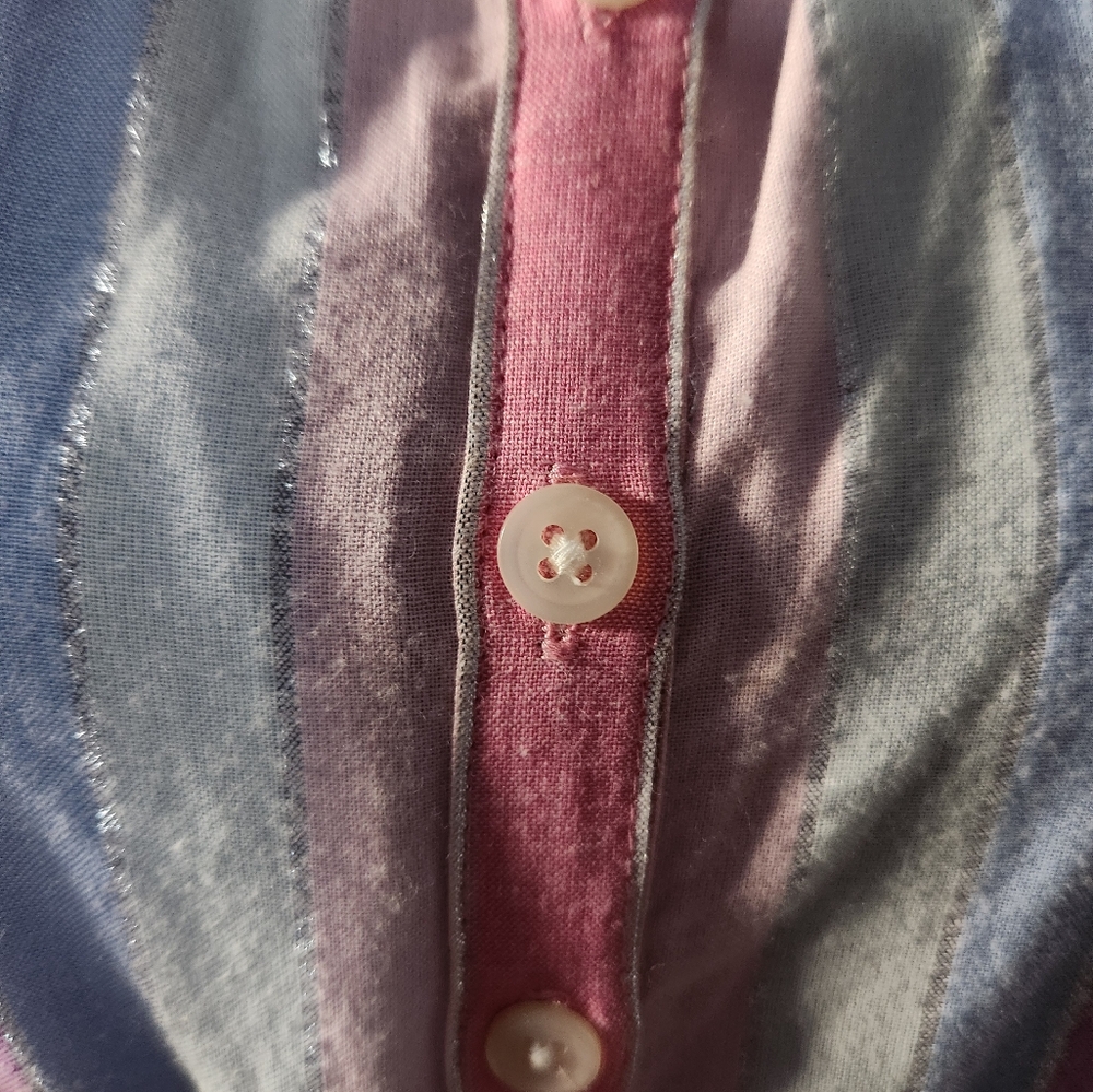 J.CREW Women Button Up Day Dress in Rainbow Color Stripes Matellic NO BELT XS - Picture 8 of 10